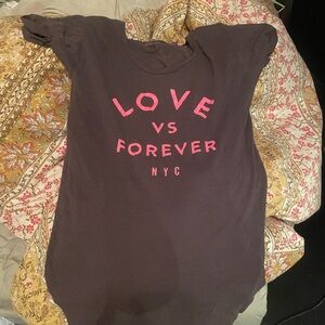 Victoria's Secret Gray Pajama Shirt with Pink Lettering